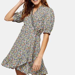 NWT Topshop ditsy floral wrap mini dress
